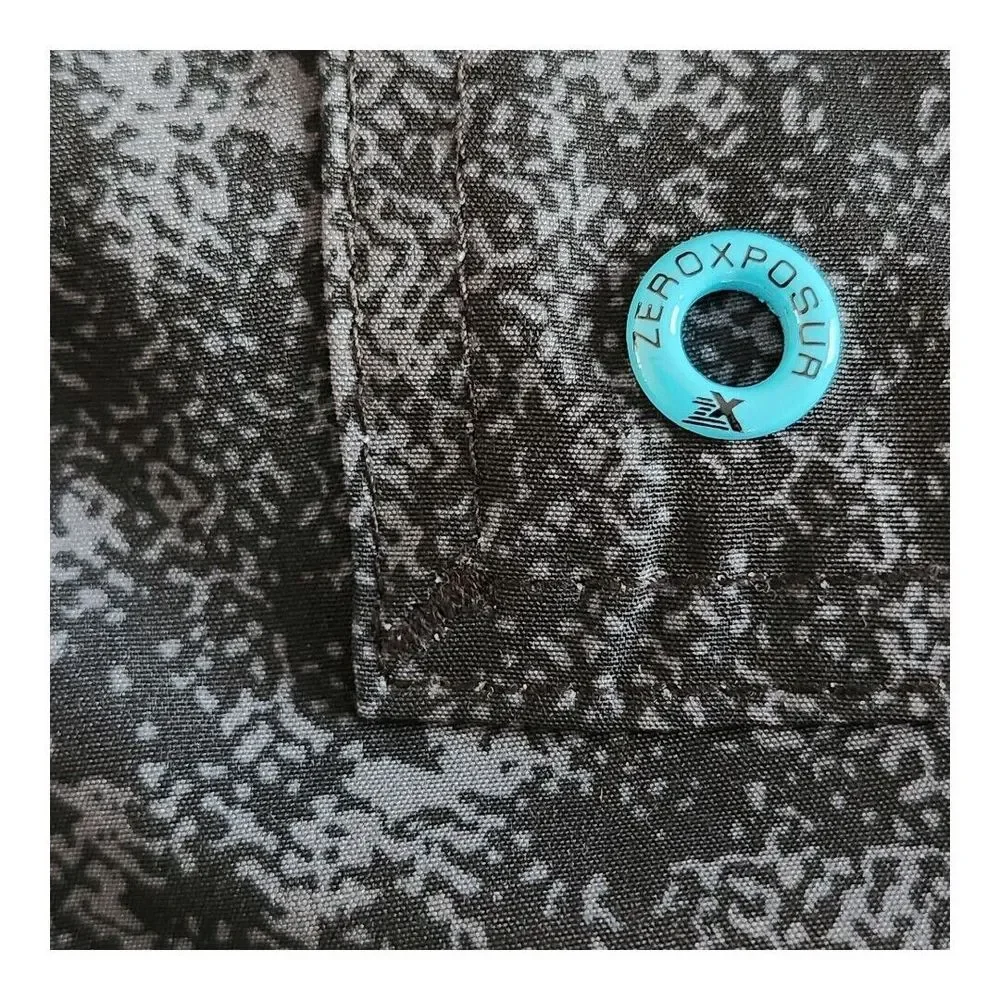 NWOT ZeroXposur Men's UPF 50+  Protection Liner Swim Trunks Black Spray‎ Medium